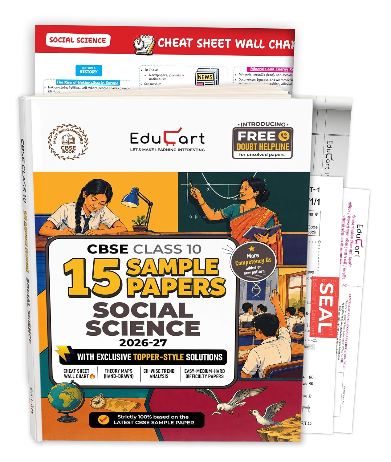 EduCart Social Science 15 Sample Papers Class 10th 2026-27 (English Medium)