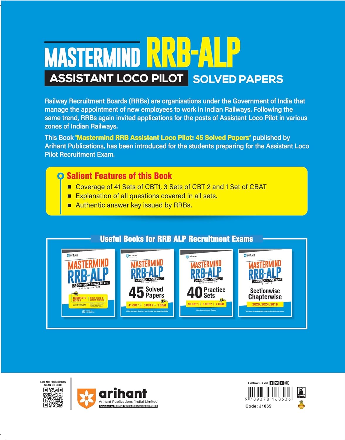 Arihant Mastermind RRB ALP Assistant Loco Pilot Exam 2026 | 45 Practice Sets & Solved Papers (English Medium)