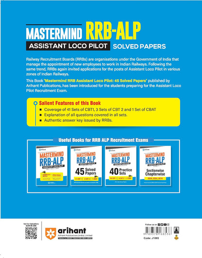 Arihant Mastermind RRB ALP Assistant Loco Pilot Exam 2026 | 45 Practice Sets & Solved Papers (English Medium)