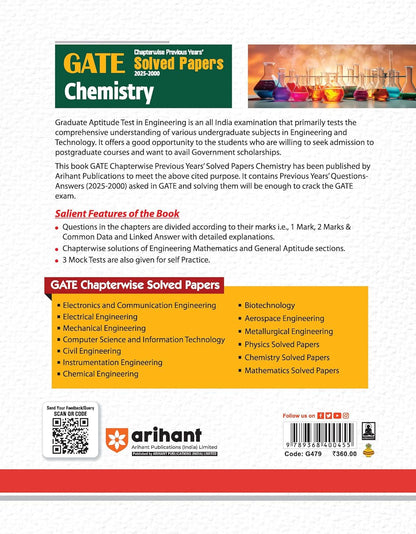 Arihant GATE Chemistry Chapterwise Solved Papers (2025–2000) (English) By-Dr. Sanjay Saxena, Preeti Gupta