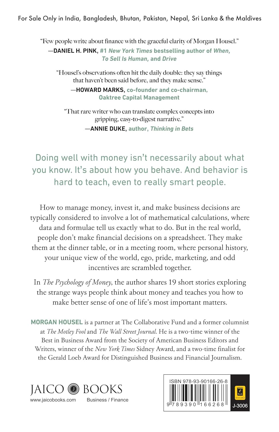 The Psychology of Money by Morgan Housel | International Bestselling Finance & Self-Help Book (English)