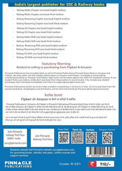 Pinnacle Railway Maths Book 2026 | 3rd Edition | 6200+ MCQs (PYQ) English Medium
