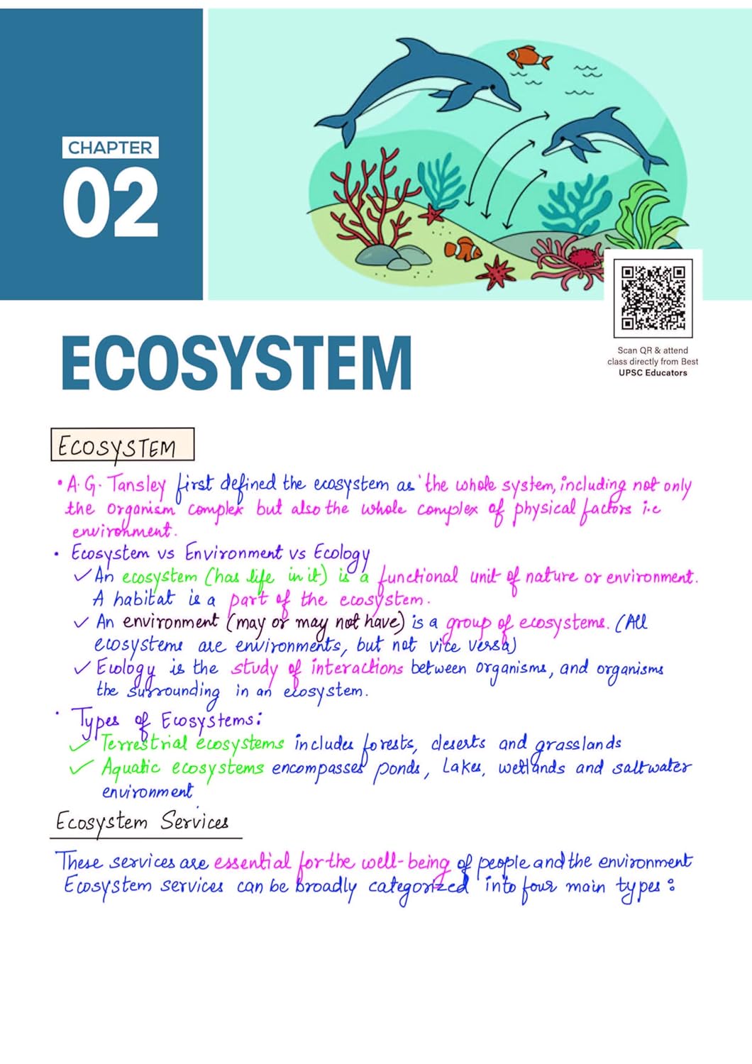 Arihant - PULSE 3.0 UPSC Prelims 2026 Handwritten Notes – Environment & Ecology | English Medium