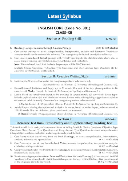 Oswaal CBSEEnglish core Question Bank  Class 12 (2017–2026) | Chapter & Topic-wise Solved Papers | Includes 2026 Papers | Latest Syllabus 2027 | English Medium