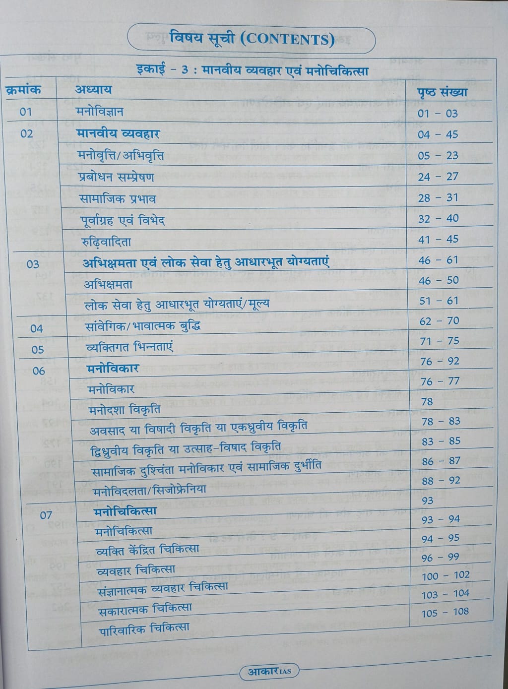 Aakar IAS MPPSC Mains Paper-4, Part-1, Unit-3,4,5 Darshanshastra, Manovigyan (Hindi Medium)