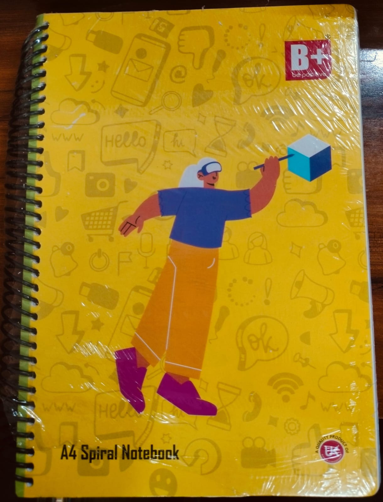 B+ Be Positive A4 Spiral Notebook – 400 Pages (Unruled)