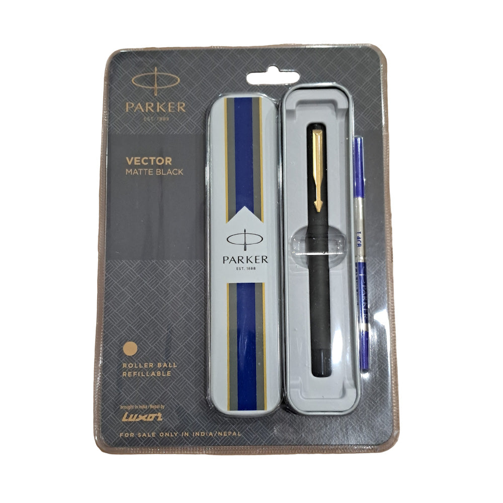 Parker Publication Vector Matte Black Roller Ball Pen – Premium Smooth Writing Pen