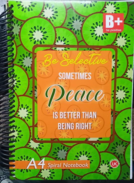 B+ Be Positive A4 Spiral Notebook, 600 Pages, Single Line,