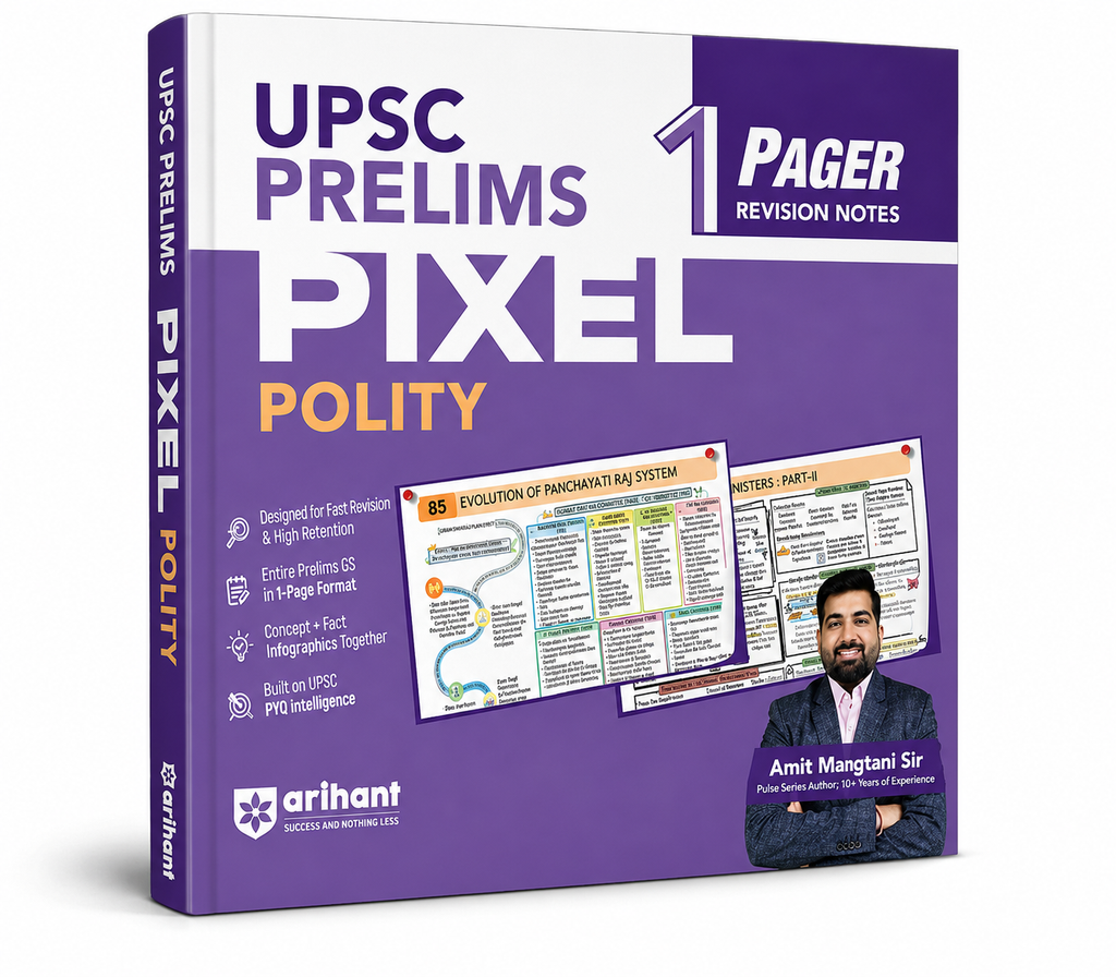 Arihant UPSC Prelims Pixel Polity – 1 Pager Revision Notes UPSC & State PCS (English Medium)