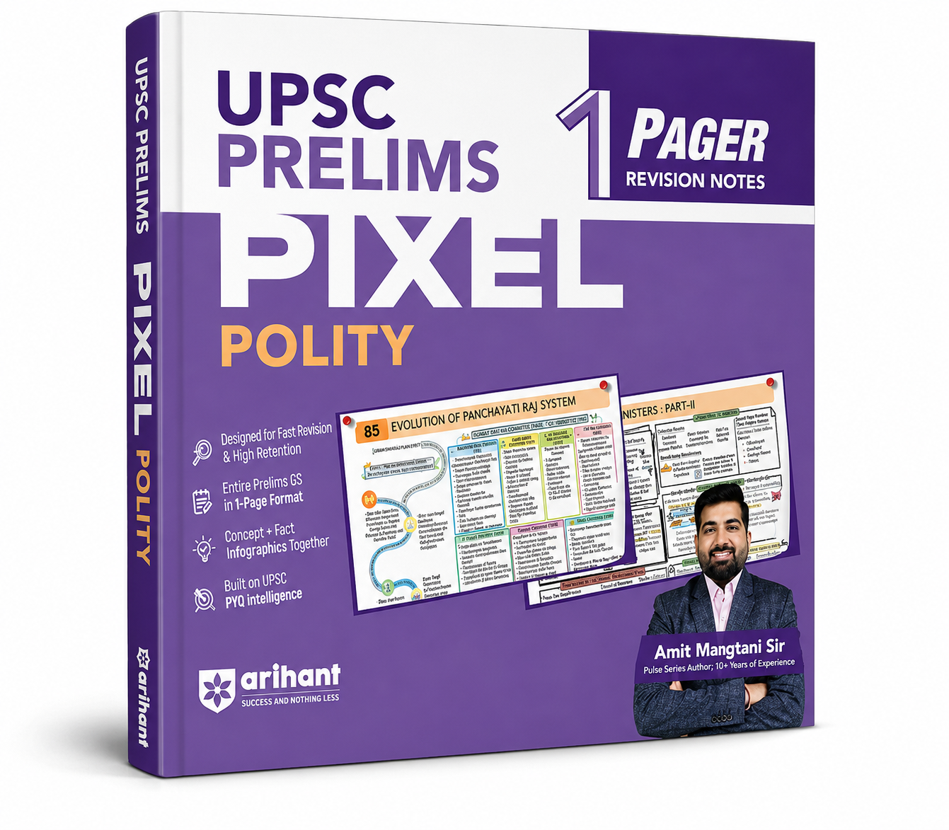 Arihant UPSC Prelims Pixel Polity – 1 Pager Revision Notes UPSC & State PCS (English Medium)
