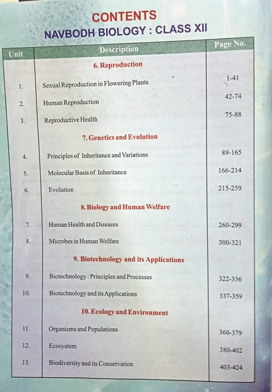 Navbodh Biology - Class 12th (English Medium)