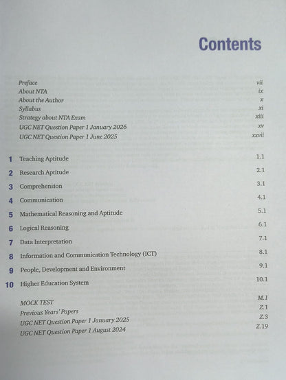 Pearson - NTA/UGC Teaching and Research Aptitude 2026 (Paper-1) by K.V.S. Madaan (10th Edition) English Medium