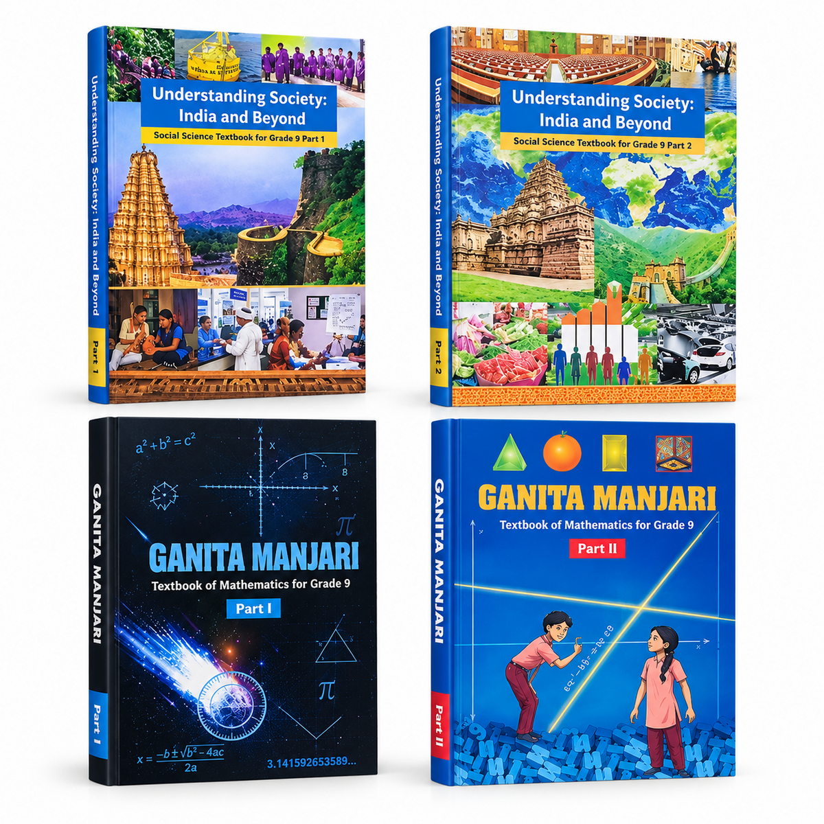 NCERT Understanding Society India and Beyond & Ganita Manjari Part 1 & 2 Combo (English Medium)