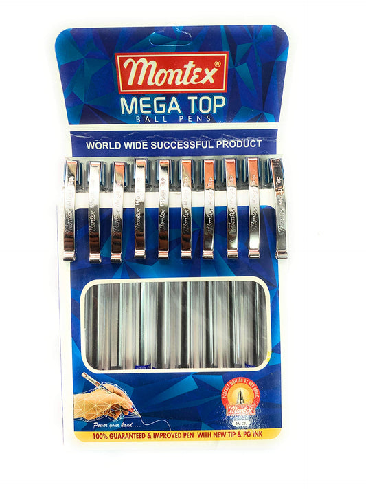 Montex Mega Top Ball Pen – 10 Piece Pack (Blue Ink)