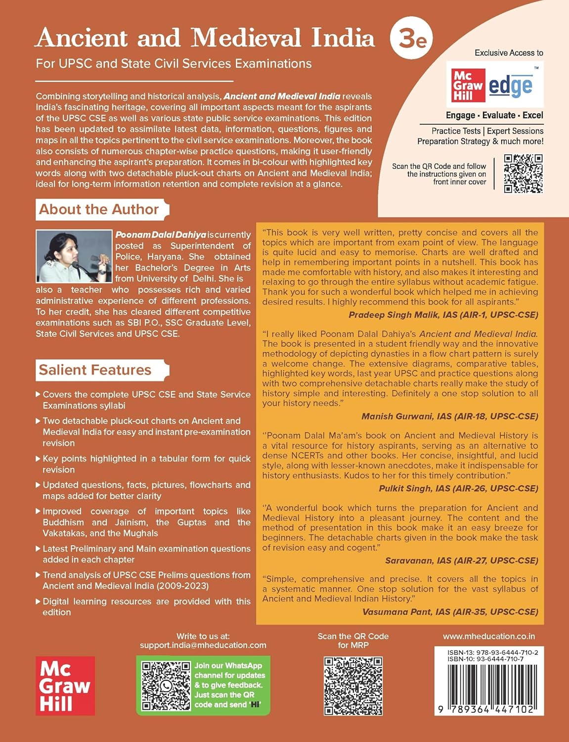 TMH - Ancient and Medieval India By Poonam Dalal Dahiya (3rd Edition) English Medium