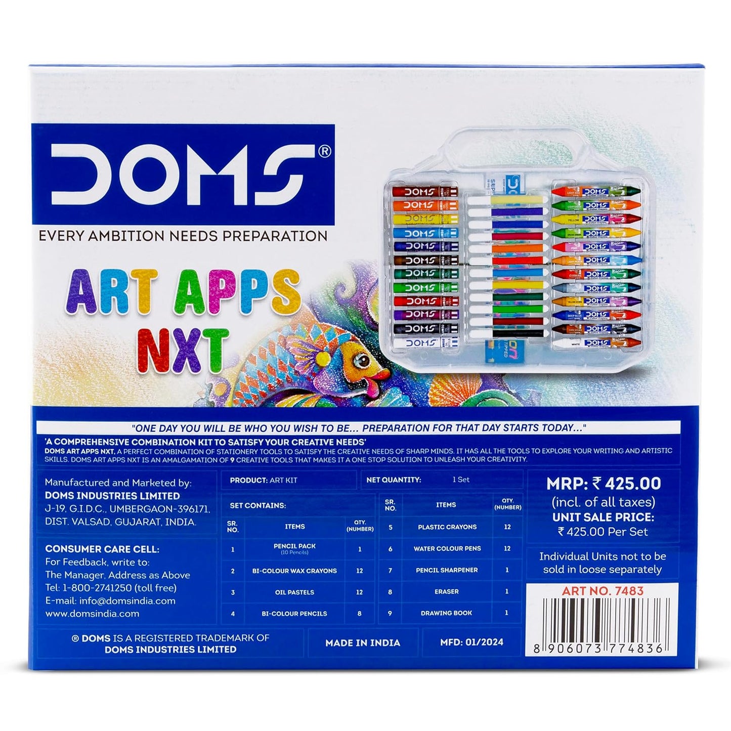 Doms Art Apps Nxt Kit With Plastic Carry Case (Combination of 9)