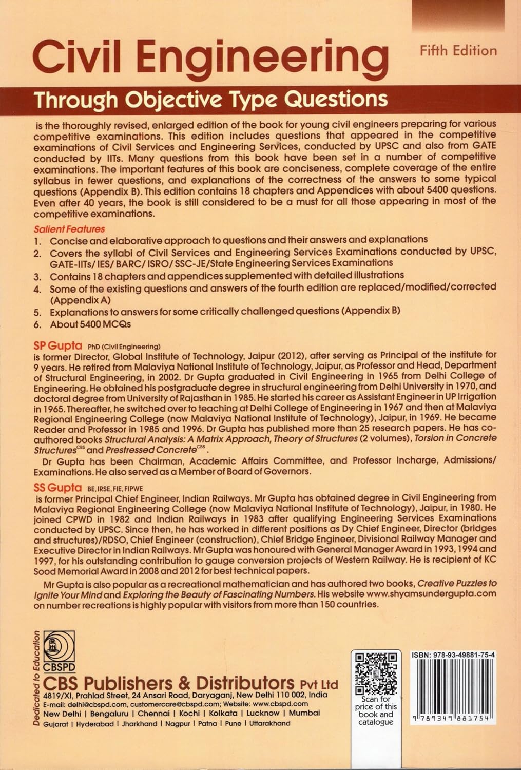 CBS Publishers - Civil Engineering Through Objective Type Questions 2026 (5th Edition) by S.P. Gupta & S.S. Gupta | English Medium