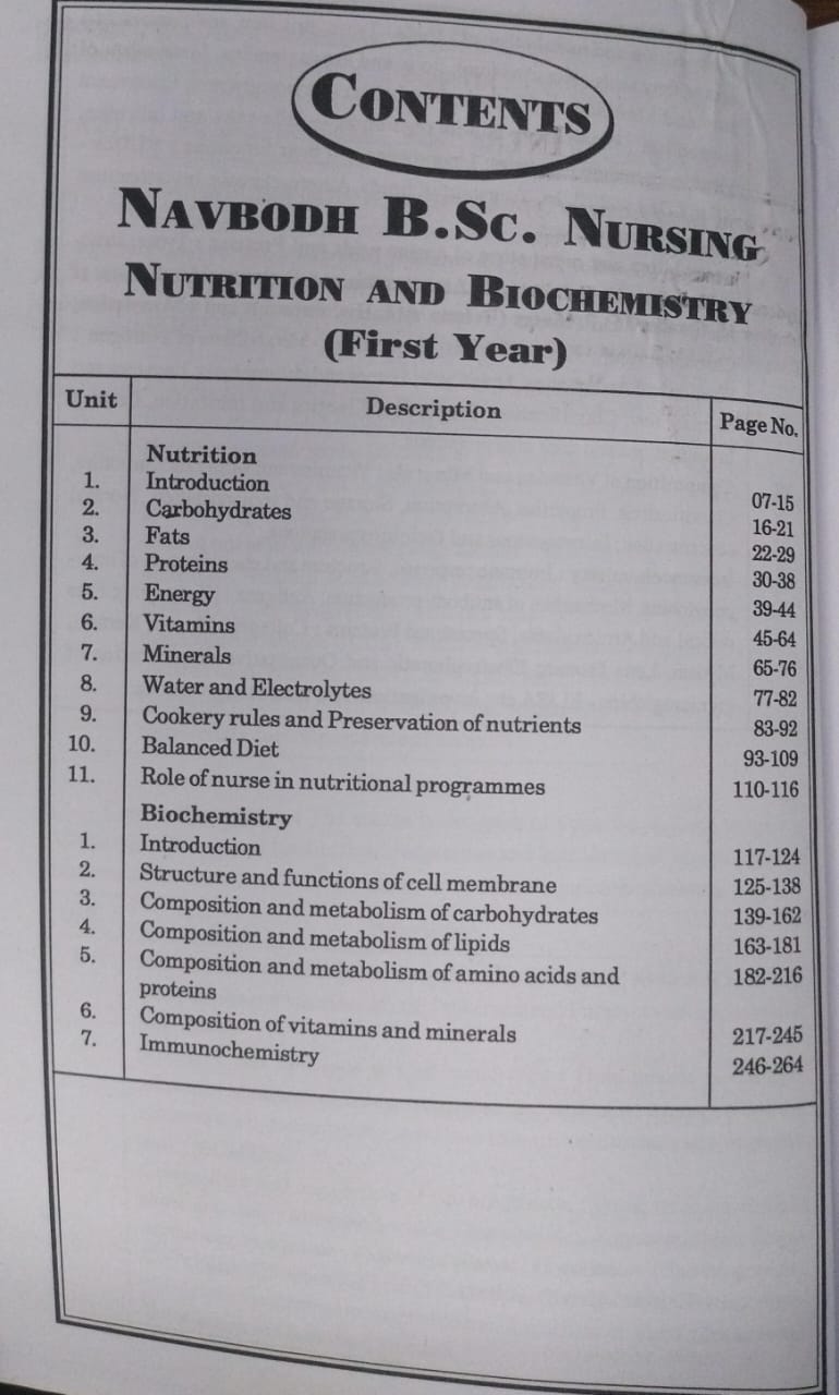 Navbodh B.Sc Nursing 1st Year – Nutrition and Biochemistry [English]