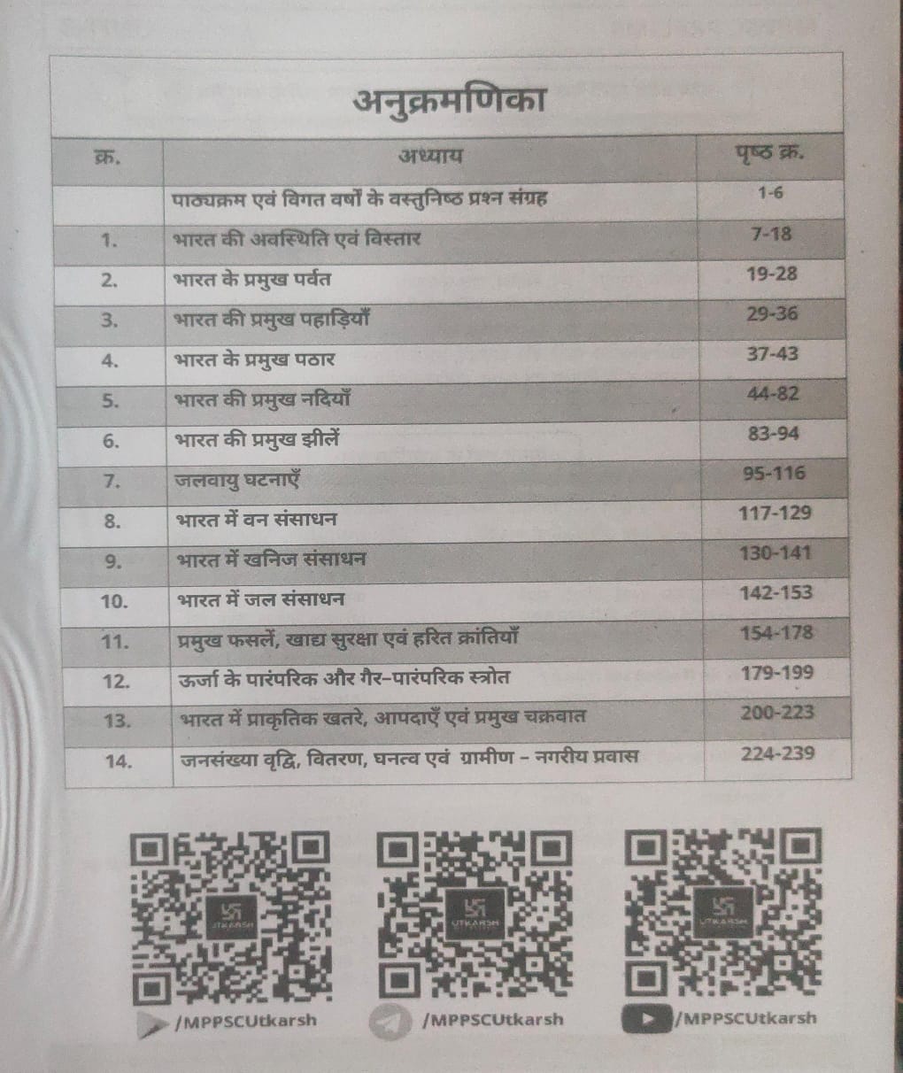 (Xerox)Utkarsh MPPSC Pre (Unit 3) – Bharat Ka Bhugol [Hindi Medium]