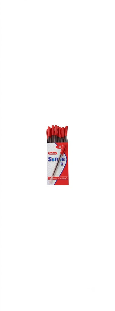 Saino Softek DF Pens Red – Smooth Ball Pens (Pack of 20)