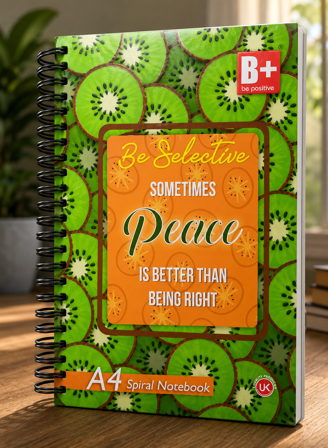 B+ Be Positive A4 Spiral Notebook, 600 Pages, Single Line,