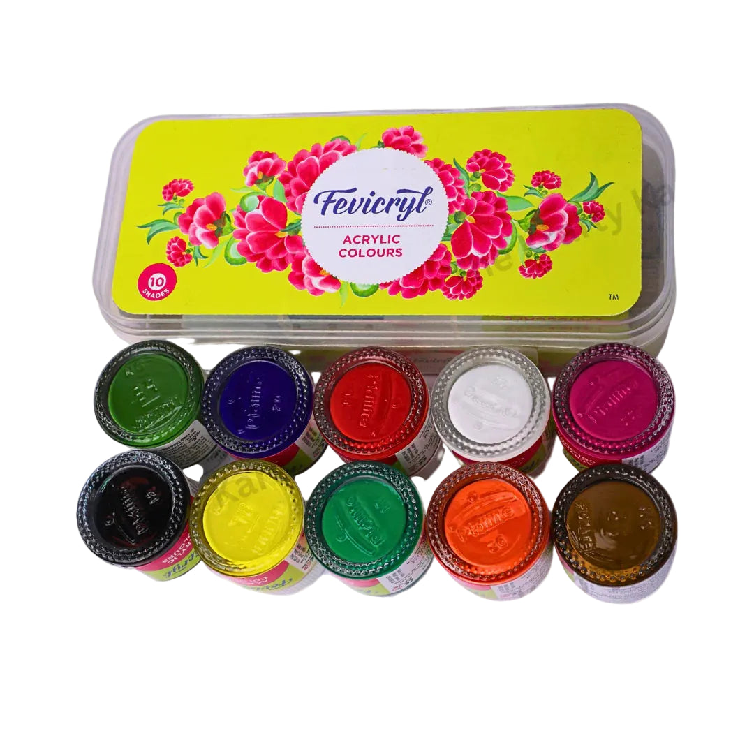 Fevicryl Acrylic Colours 10 Shades | Rich & Vibrant Acrylic Paint Set