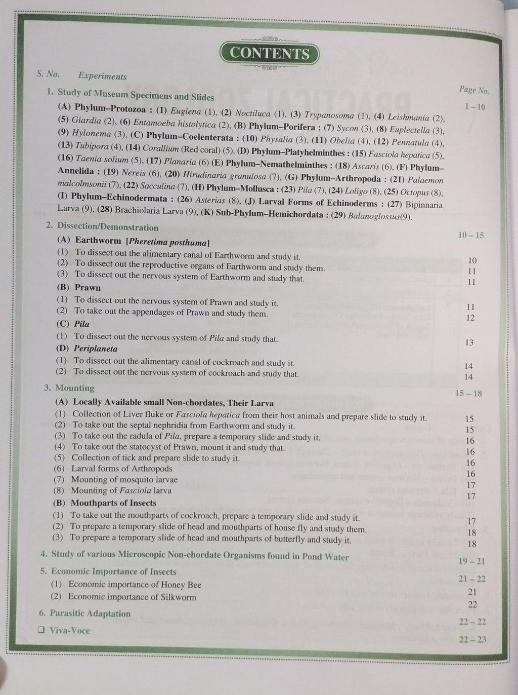Shivalal Practical Zoology B.Sc 1st Year Paper-1 [English Medium]