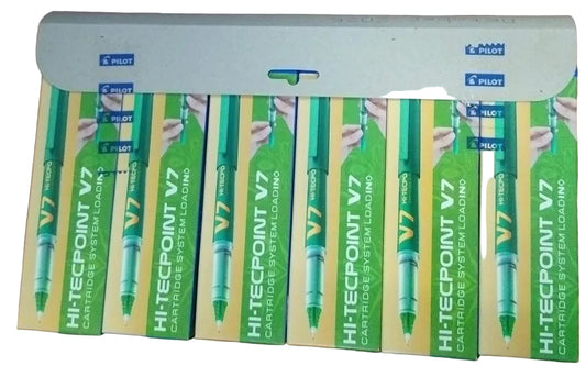 Pilot Hi-Tecpoint V7 Cartridge System Pure Liquid Ink Pen Set of 6 Green | Smooth Roller Pen