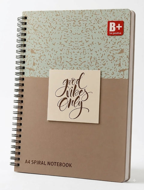 B+ Be Positive A4 Spiral Notebook – 180 Pages (Unruled)