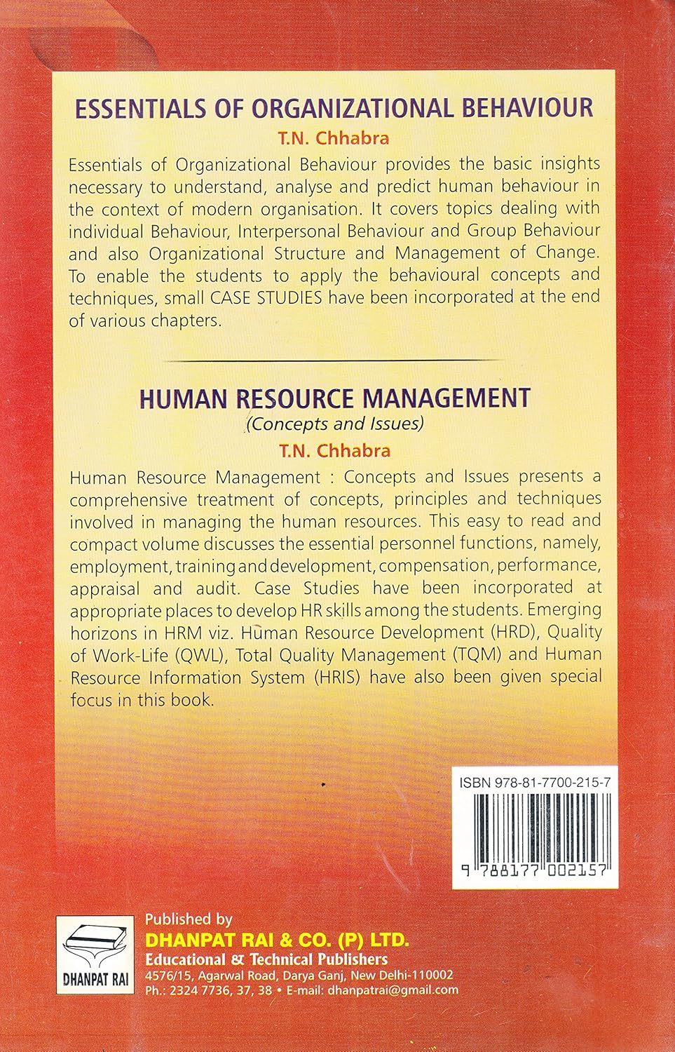 Dhanpat Rai Publication - Principles & Practices of Management by T. N. Chhabra | English Medium