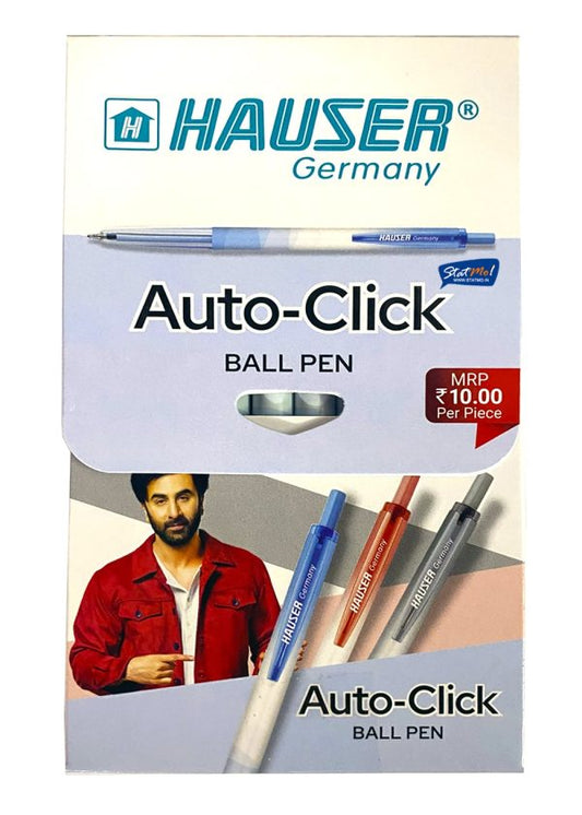 Hauser Germany Click Red Ball Pen – Pack of 10 Pieces, Smooth Writing Pens