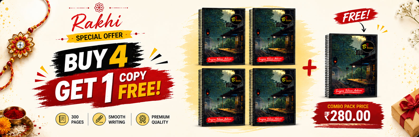 B3 Books Designer Spiral Notebook 300 Pages | Premium Quality | Smooth Writing | Buy 4 Get 1 FREE