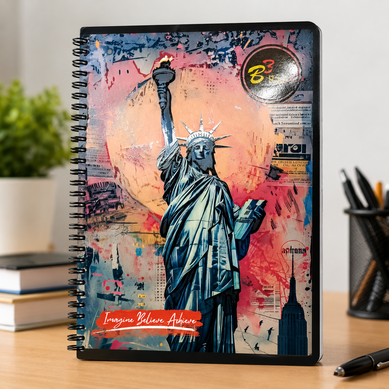 B3 Books Designer Spiral Notebook White Ruled Pages 400 Pages
