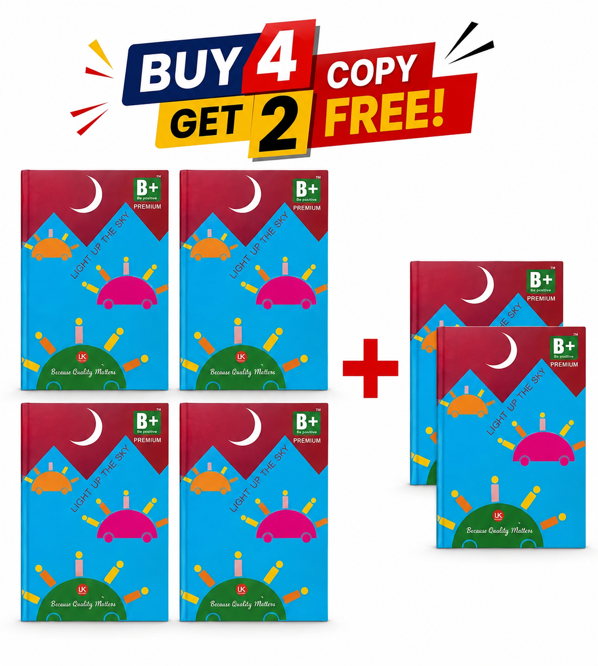 B+ Premium Notebook Combo Pack – Buy 4 Get 2 Copy Free | 240 Pages