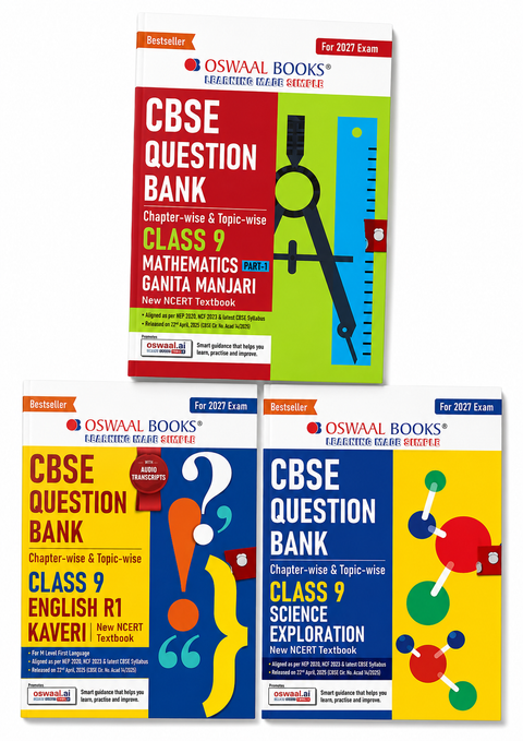 Oswaal Books CBSE Question Bank Class 9 Combo Set – English, Mathematics, Science For 2027 Exam (English Medium)
