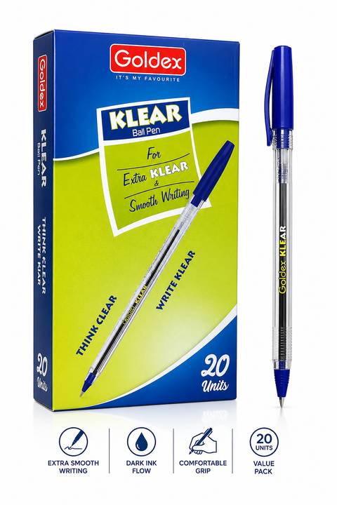 Goldex Klear Ball Pen Blue – Pack of 20 Units
