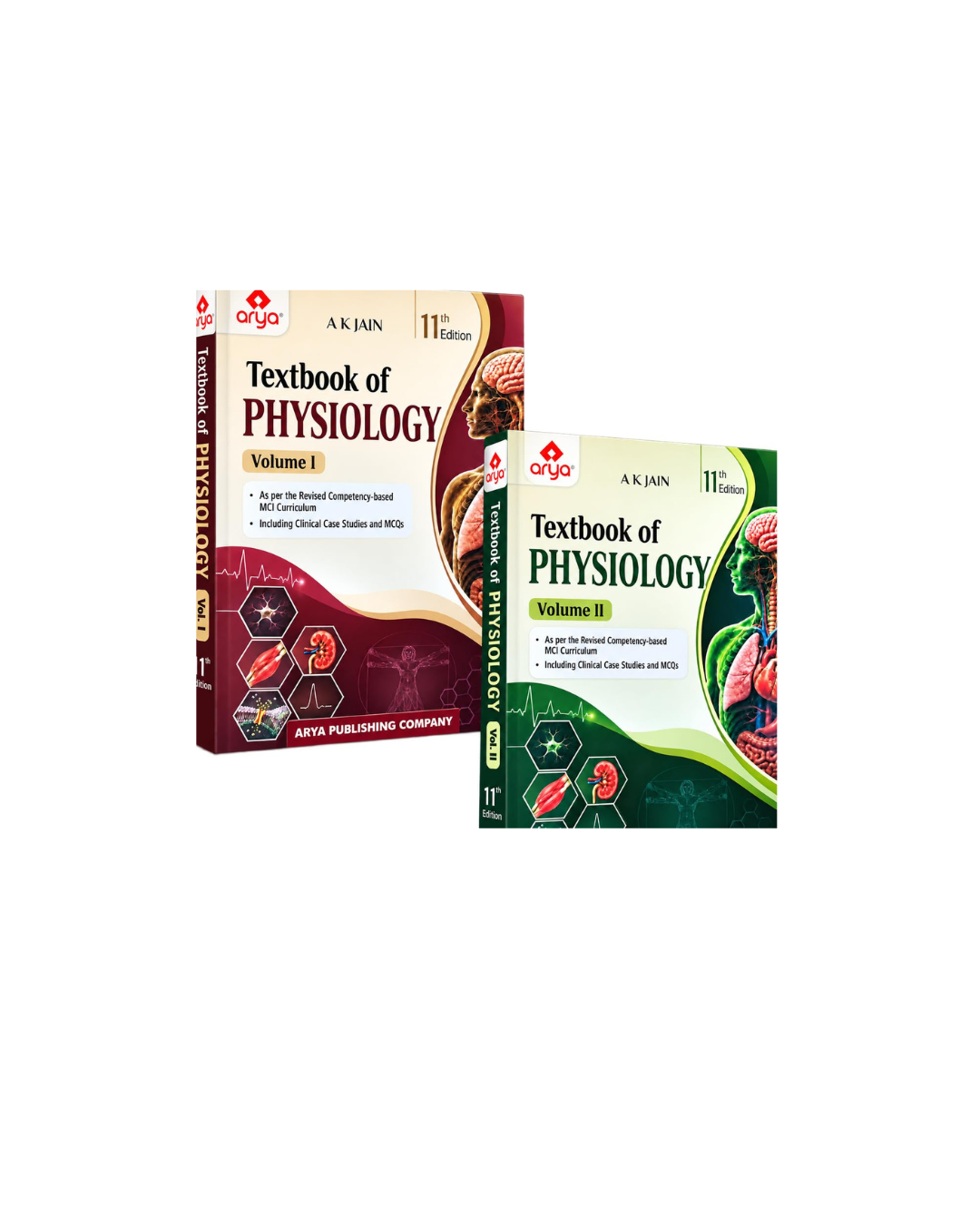 Arya Textbook of Physiology Volume 1 & 2 Combo By A.K. Jain 11th Edition (English Medium)