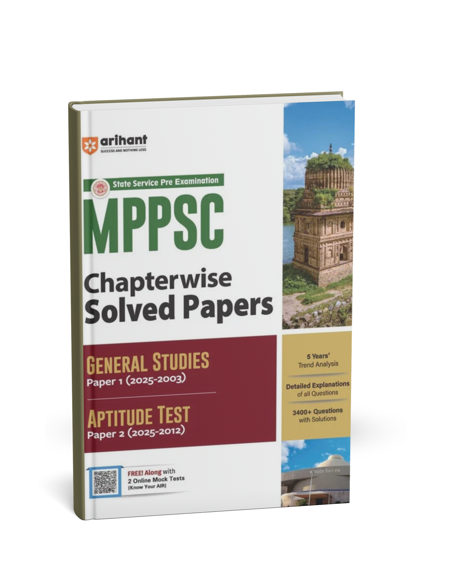 Arihant MPPSC Pre Exam General Studies & Aptitude Test (Paper I & II) | Solved Papers 2003–2025 | English Medium