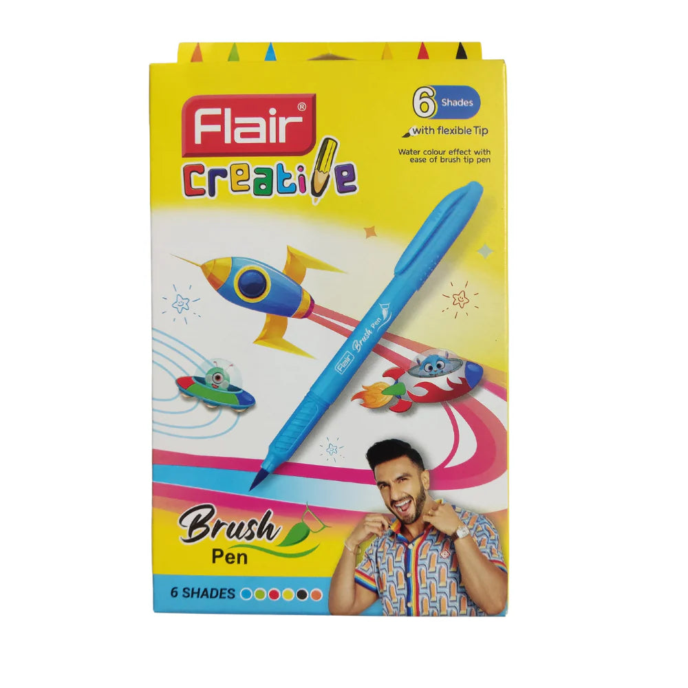 Flair Brush Pen Set – 6 Vibrant Shades