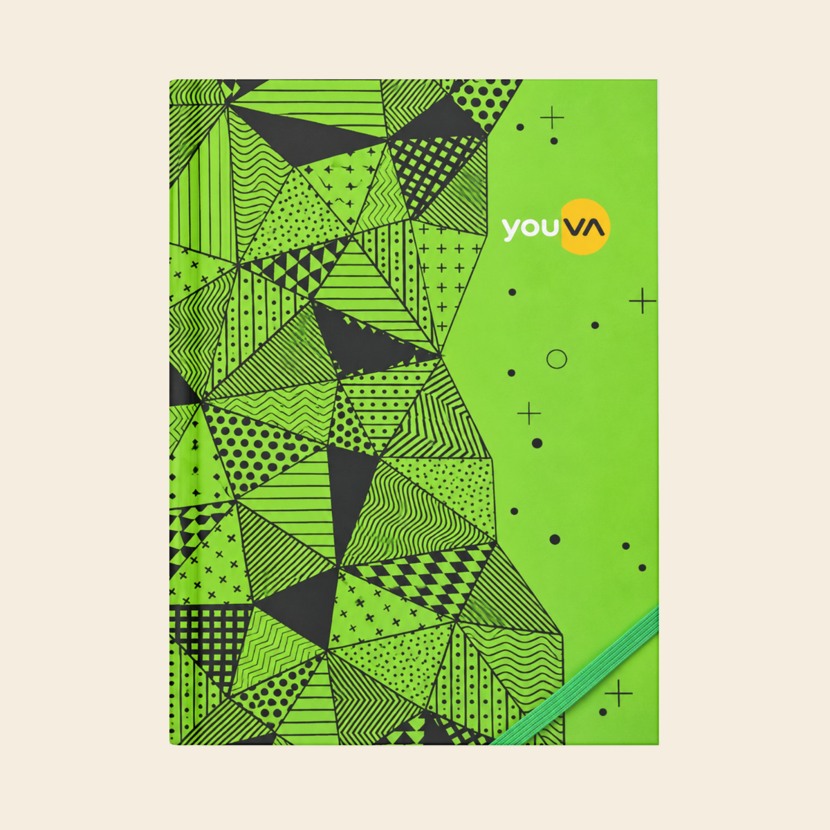Youva Green Geometric Design Case Bound Notebook with Colour Pattern Edge (Ruled)