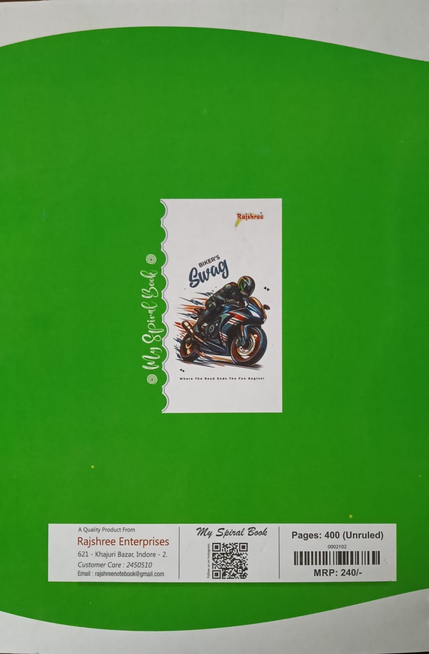Rajshree A4 Spiral Note Book | Unruled | Premium Quality | 400 Pages