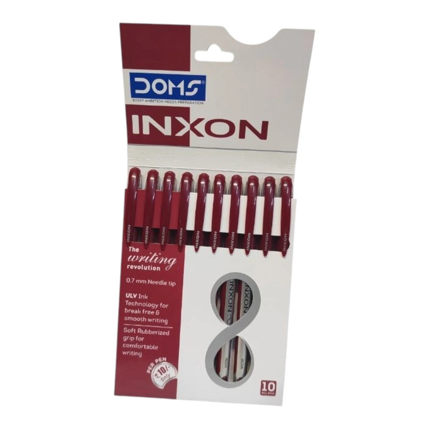 Doms Inxon 10 Ball Pen Set Red – Smooth Writing Premium Red Ink Pens