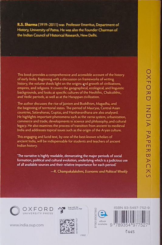 "India's Ancient Past By R.S. Sharma – Oxford University Press  "