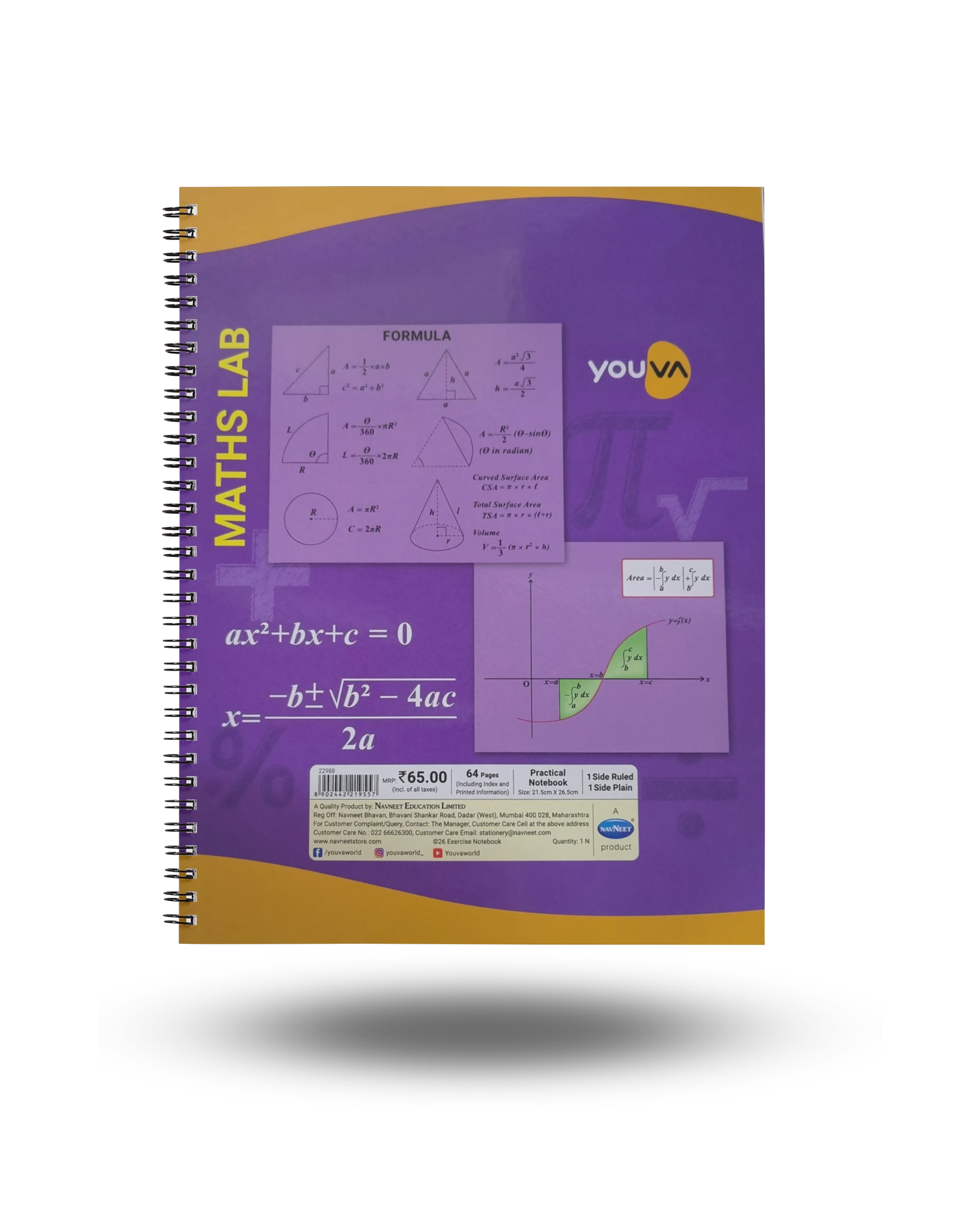 Youva Maths Laboratory Book – Spiral Bound | 64 Pages (Ruled + Plain ...