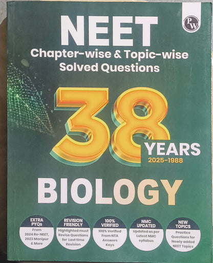 "PW NEET 38 Years Biology Chapterwise Solved Papers (1988–2024) – 2025 Edition "