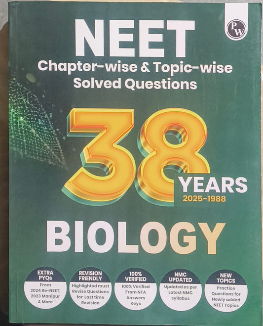 "PW NEET 38 Years Biology Chapterwise Solved Papers (1988–2024) – 2025 Edition "