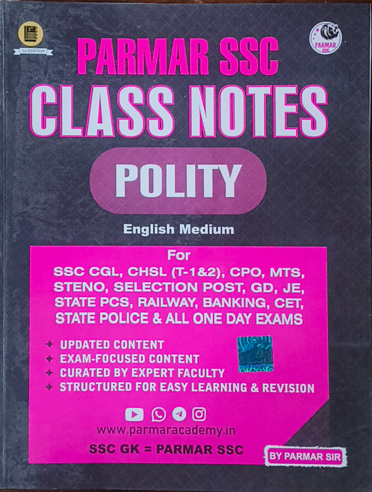 Parmar SSC Class Notes: Indian Polity By Parmar Sir (English Medium)
