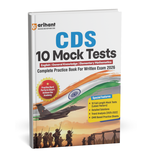 Arihant - CDS 2026 (10 Mock Tests) Complete Practice Book for English, General Knowledge & Elementary Mathematics | English Medium
