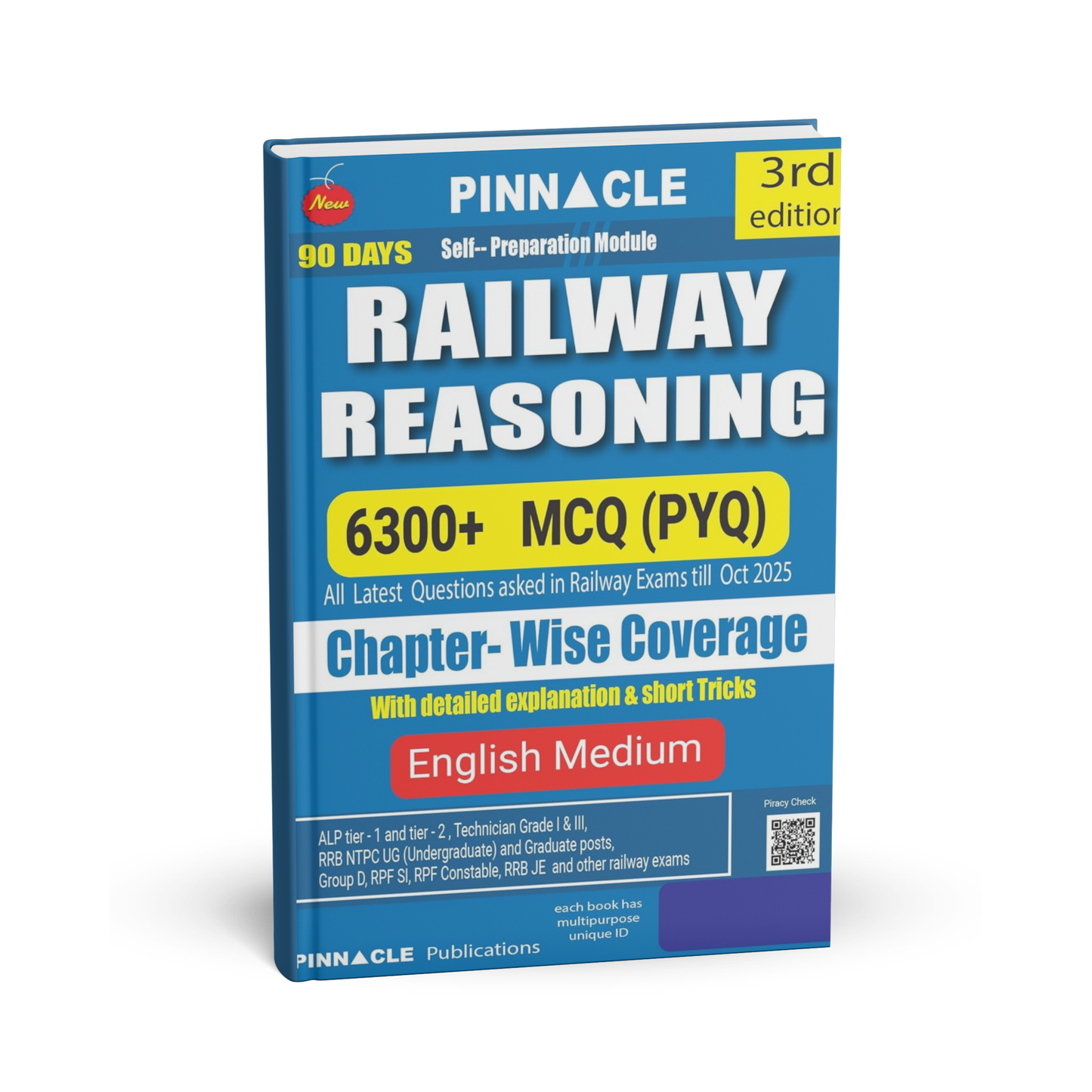 Pinnacle Railway Reasoning (3rd Edition) 6300+ MCQ (PYQ) Chapterwise (English Medium)