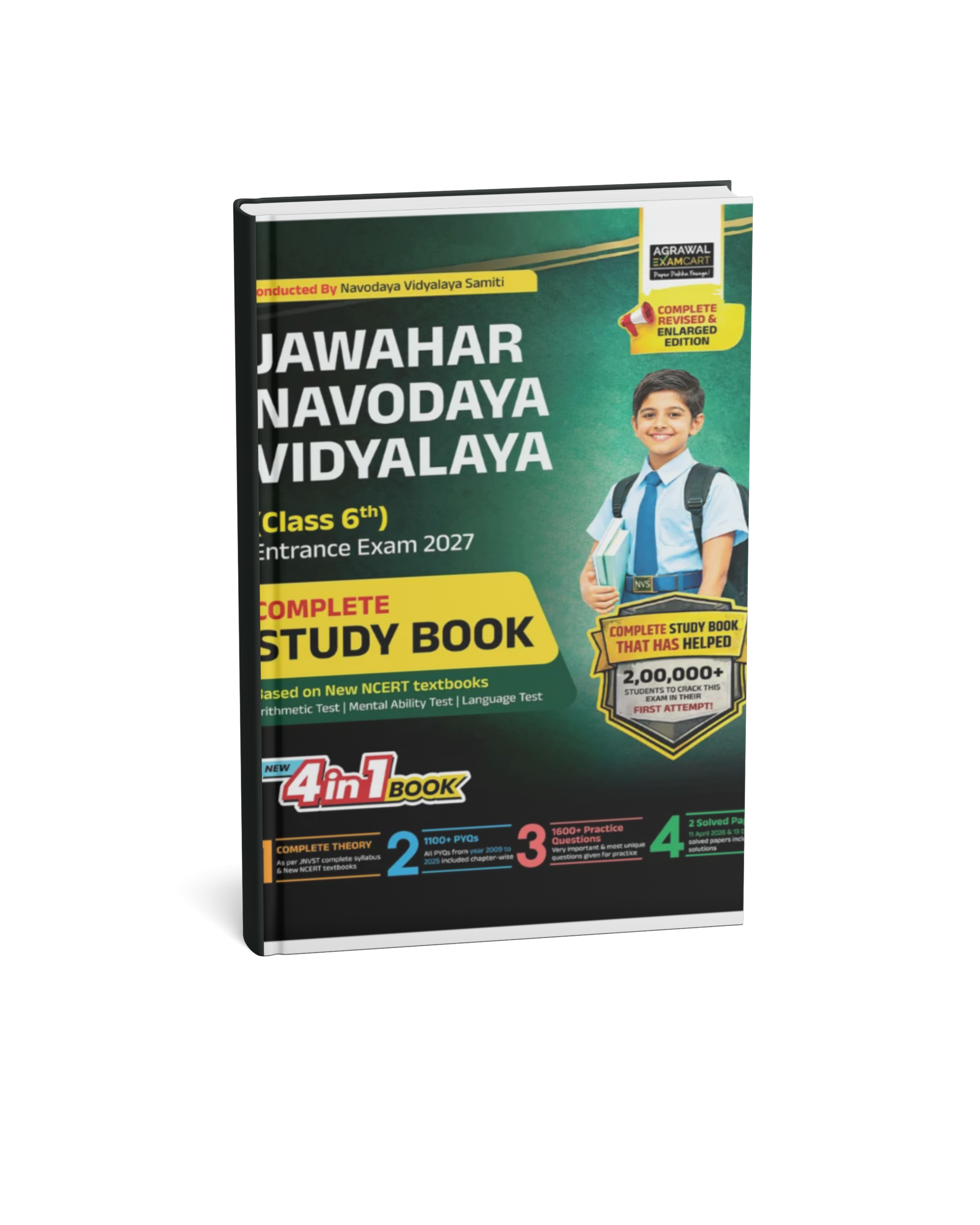Agrawal Examcart Jawahar Navodaya Vidyalaya (JNV) Class 6 Entrance Exam 2027 Complete Study Book (English Medium)